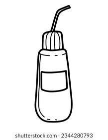 Back to school vector concept on a separate white background. Contour clipart. School accessories for different lessons and studies. Sports and school