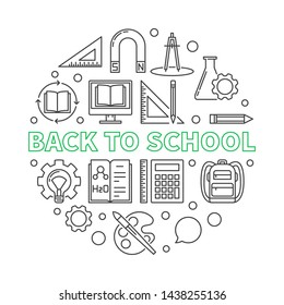 Back to School vector concept round illustration in thin line style