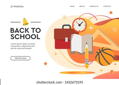 Back to school vector concept web design page templates. Vector illustration for banners invitation poster and website
