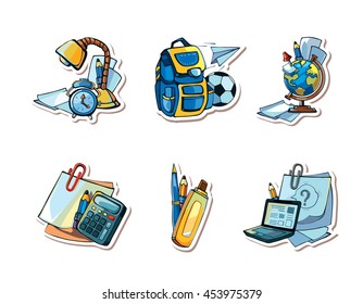 Back to School. vector Conceptual icons set with school elements isolate on white background