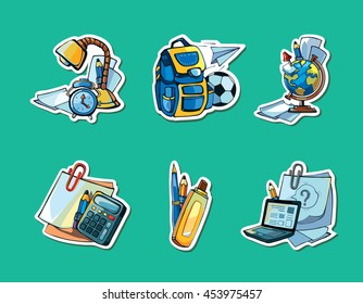 Back to School. vector Conceptual icons set with school elements isolate on white background