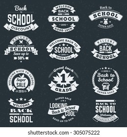 Back to School Vector Design Collection. Retro Vintage Style Badge and Labels