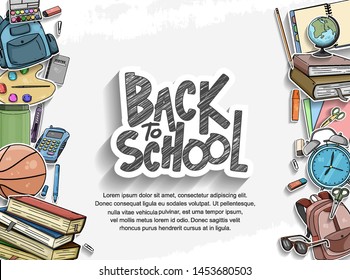 Back to School vector design with colorful education element in white background. vector illustration for first day school