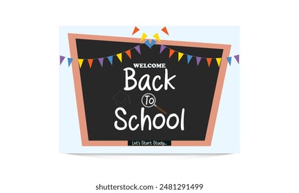 Back to school vector design, Back to school concept,  Welcome back to school banner,  Vector illustration.