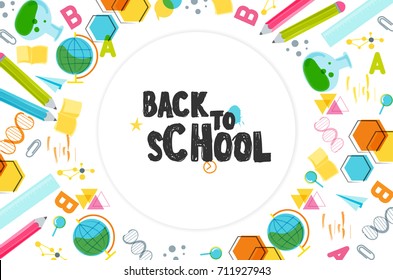 Back to school vector design concept  made from pencils. modern design template with school accessories.