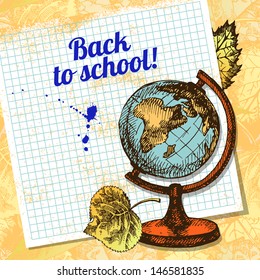 Back to school vector design. Hand drawn vintage  background