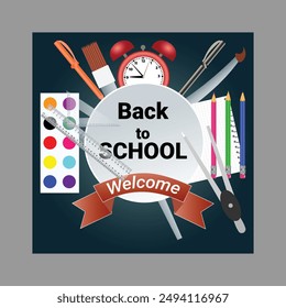 Back to school vector design and pen educational elements. Vector illustration back to school concept.