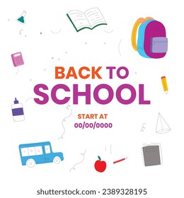Back to school vector design. Back to school text in chalkboard element with light bulb and pen educational elements. Vector illustration back to school concept.