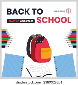 Back to school vector design. Back to school text in chalkboard element with light bulb and pen educational elements. Vector illustration back to school concept.
