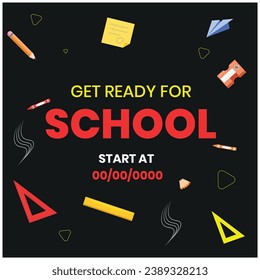 Back to school vector design. Back to school text in chalkboard element with light bulb and pen educational elements. Vector illustration back to school concept.