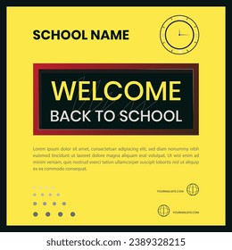 Back to school vector design. Back to school text in chalkboard element with light bulb and pen educational elements. Vector illustration back to school concept.