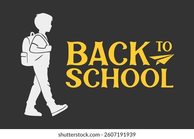Back to school vector design. Back to school text with student silhouette and educational elements. Vector illustration back to school concept
