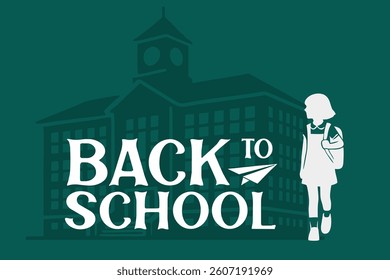 Back to school vector design. Back to school text with student silhouette. Vector illustration back to school concept