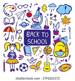 Back to school. Vector doodle set.