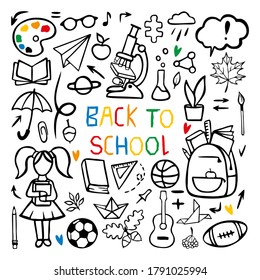 Back to school. Vector doodle set.