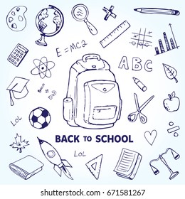 Back to school vector doodles isolated on white