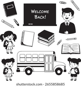Back to school vector elements design bundle