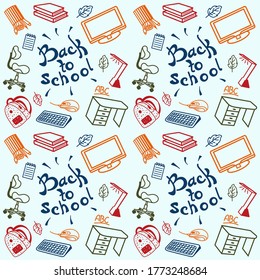 back to school vector elements seamless pattern