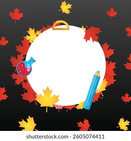 Back to school vector frame with round copy space