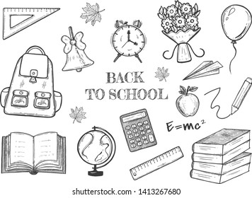 back to school. Vector graphics. freehand drawing