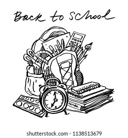 Back to school. Vector hand drawn graphic illustration.