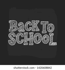 Back to school vector hand drawn sketch lettering inscription on black background.