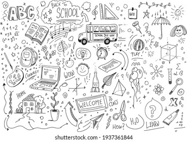 Back to school vector hand drawn doodles