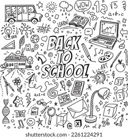 Back to school vector hand drawn doodles