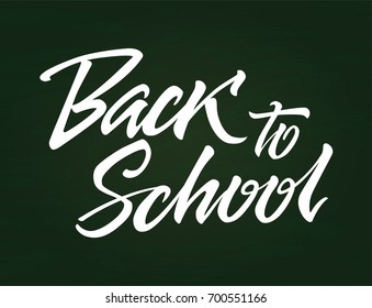 Back to School - vector hand drawn brush pen lettering design image. Black background. Use this high quality calligraphy for your banners, flyers, cards. Celebrate the beginning of the school year.