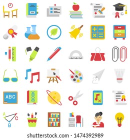 Back to school vector icon set, flat style
