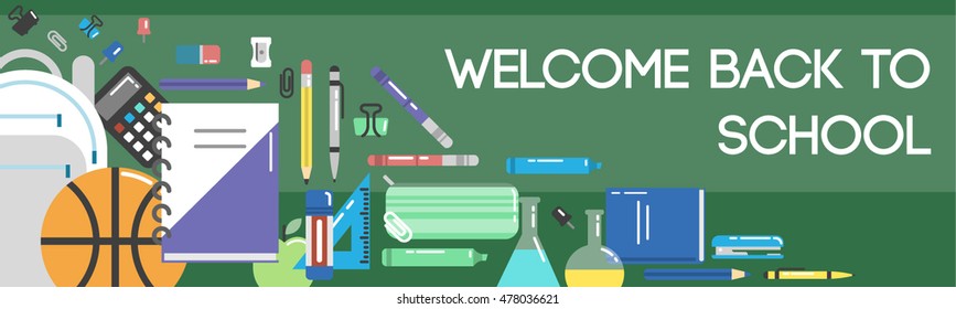Back to school vector icons set. School stuff for education and pupils.