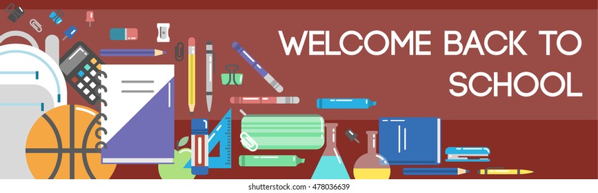 Back to school vector icons set. School stuff for education and pupils.