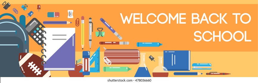 Back to school vector icons set. School stuff for education and pupils.