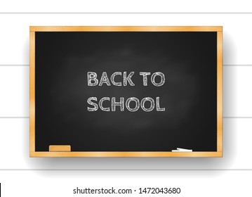 back to school vector illustration for banner sale poster flyer decoration welcome greeting. back to school lettering on dirty rubbed chalk blackboard.