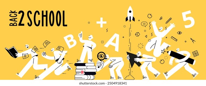 Back to school. Vector illustration banner of education, learning, back to school, online course and training, distance education and e-learning.