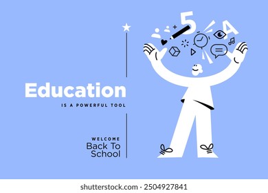 Back to school. Vector illustration banner of education, learning, back to school, online course and training, distance education and e-learning.