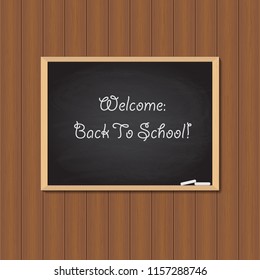 back to school. vector illustration of black chalk board