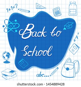 Back to School vector illustration card with outline elements for education. Poster, flyer, banner, template. Ad concept. Study icon