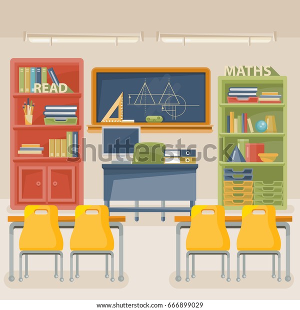 Back School Vector Illustration Classroom Desk Stock Vector (Royalty ...