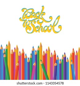 Back to school. vector illustration of colorful pencils in white background