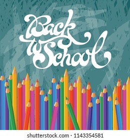 Back to school. vector illustration of colorful pencils 