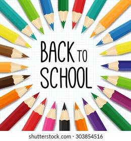 back to school vector illustration with colorful pencils. isolated. layered.