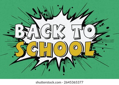 Back To School Vector Illustration with Comic Style on Green Background.