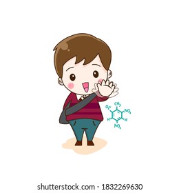 Back to school. Vector illustration of cute chibi school kid character isolated on white background. 