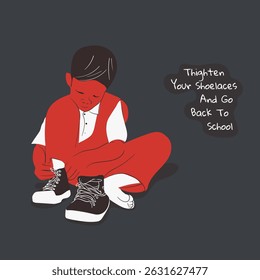 back to school. vector illustration of elementary school children wearing shoes in flat design. back to school campaign template design
