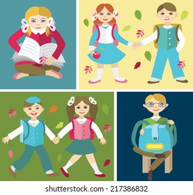 Back to school (vector illustration, flat concept)