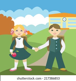 Back to school (vector illustration, flat concept)