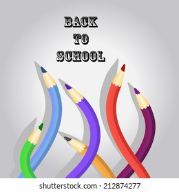 Back to school vector illustration with flexible pencils