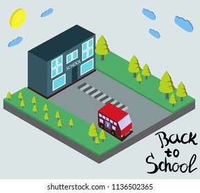 Back to School vector illustration in isometric style. Vector Illustration in EPS 10.