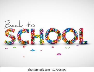Back to school vector illustration made from letters